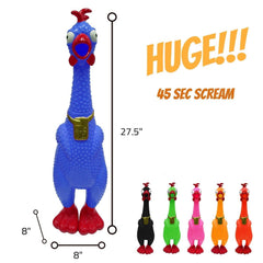 Animolds Hug Me Giant Rubber Chicken screaming action mid-scream for pranks