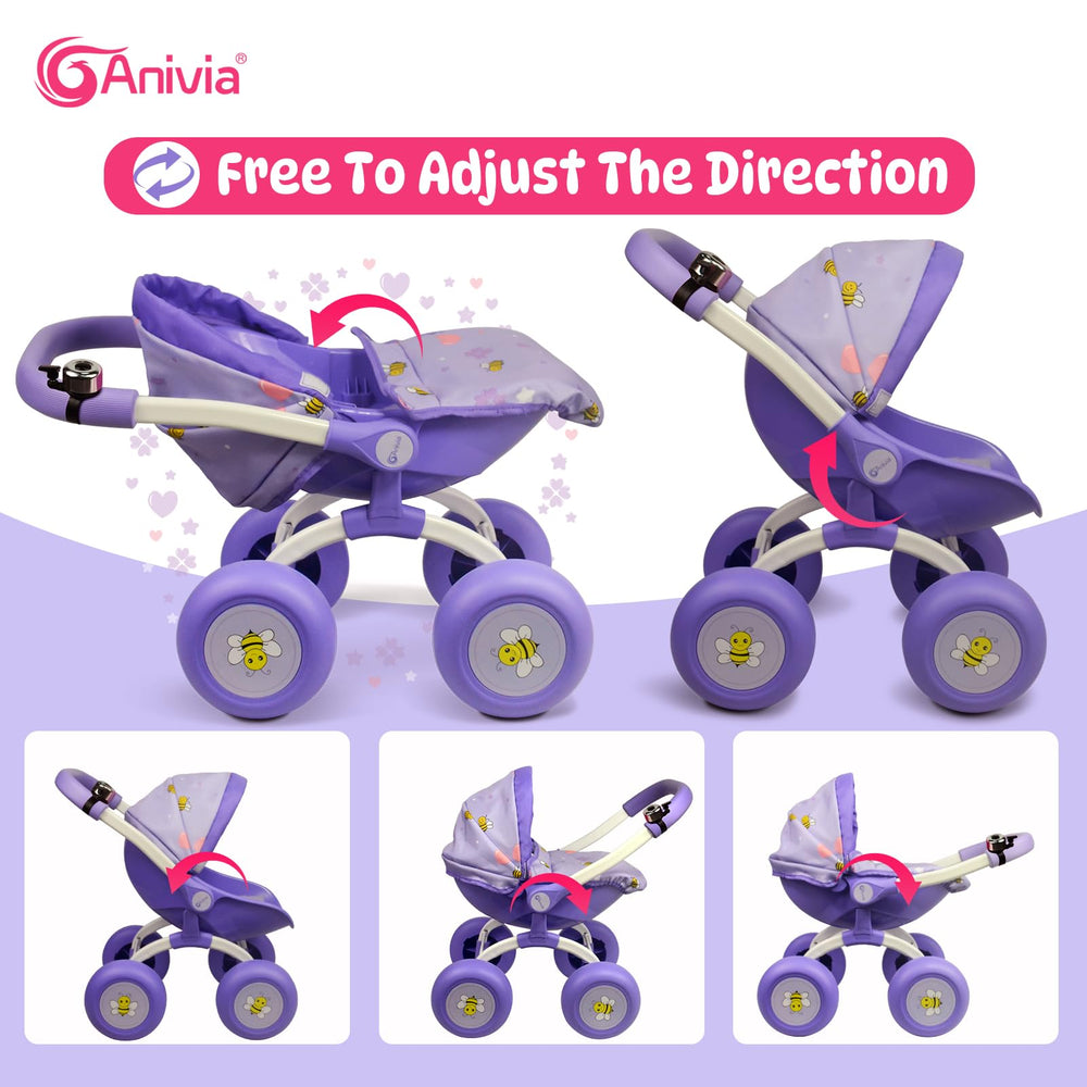ANIVIA DT301 Purple foldable stroller open for compact storage and transport