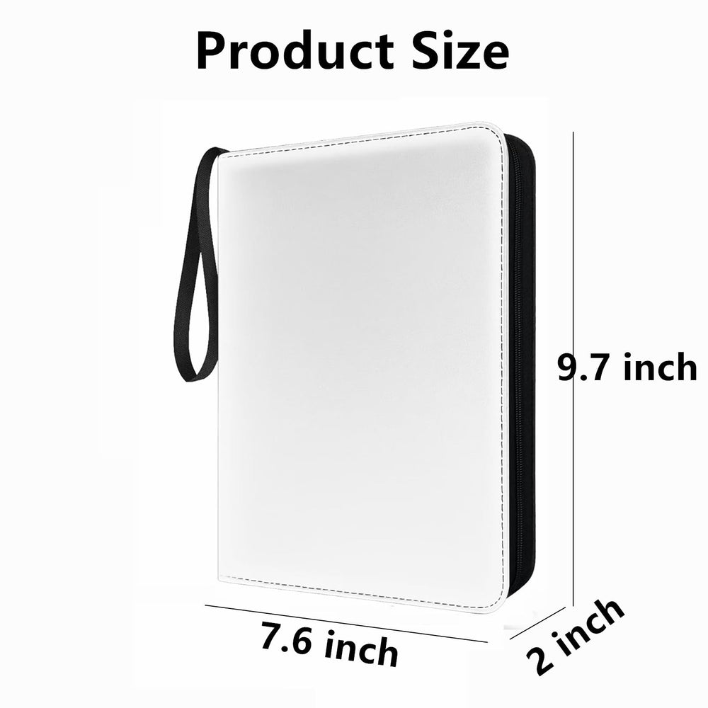 Binder opened to reveal thick PVC pages and organized pockets.