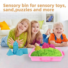 Annchwool sensory bin stackable tray keeps supplies neatly organized.