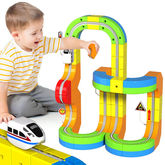 Annexfun electric train set with 69pcs tracks enables creative play and STEM learning