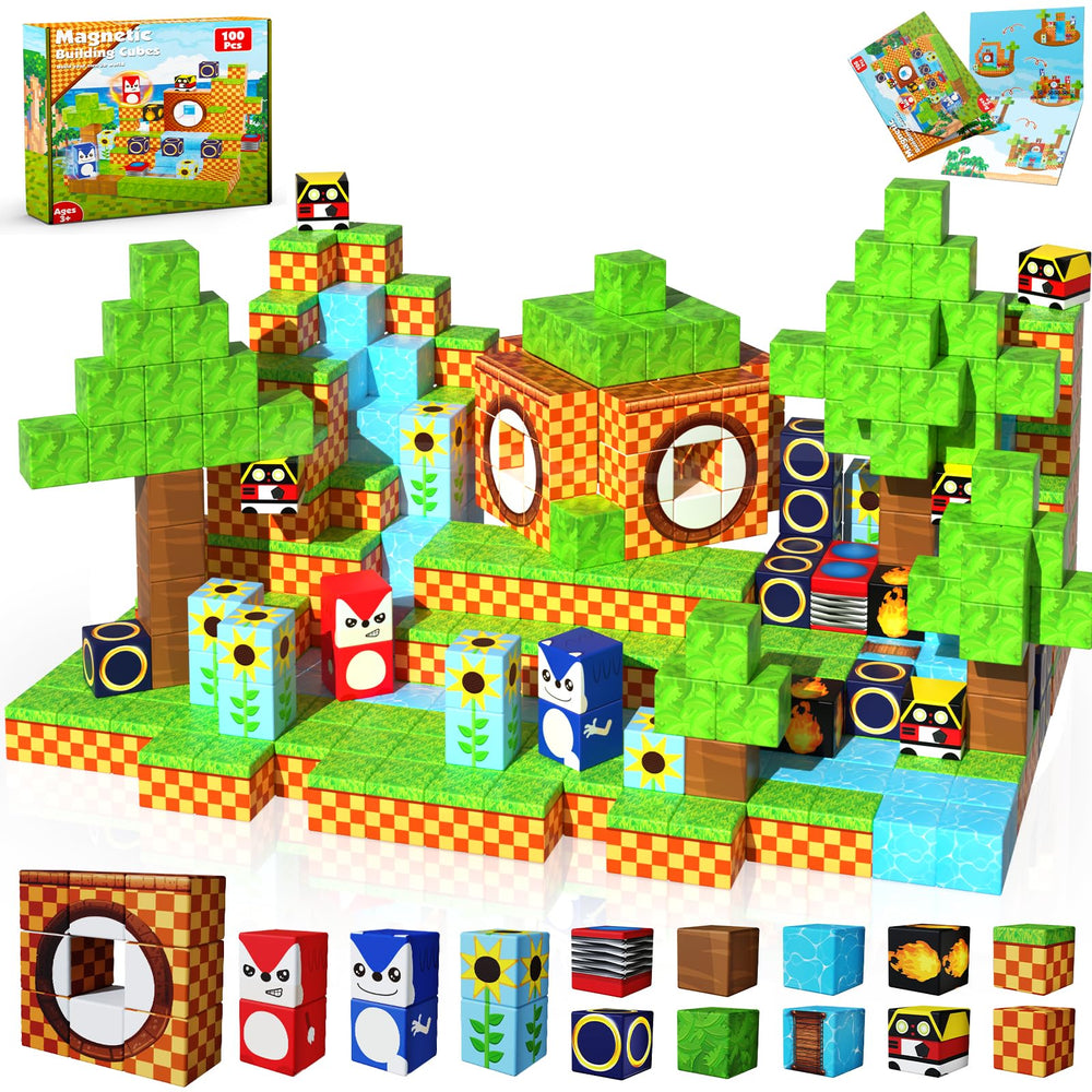 Annexfun Magnetic Blocks 100-piece set for creative STEM learning and imaginative building