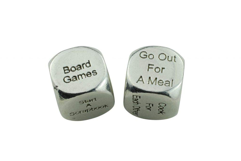 Anniversary Gifts date night ideas dice spread showing 36 possible combinations for couples.