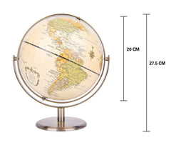 Annova antique globe on a sturdy desk adds vintage charm to spaces.