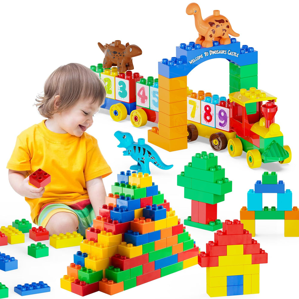 Anpcso building blocks with dinosaurs and cars for imaginative play and motor skills