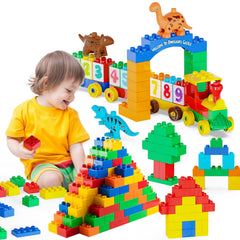 Anpcso building blocks with dinosaurs and cars for imaginative play and motor skills