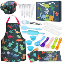 Anpro complete kids cooking set apron for safe dress-up play and imaginative cooking