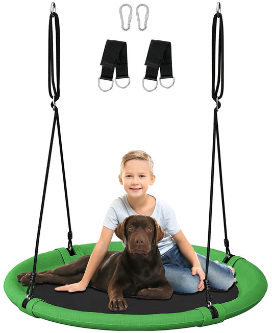 Ansionsol saucer swing with a 40-inch diameter seat ready for family fun in the backyard
