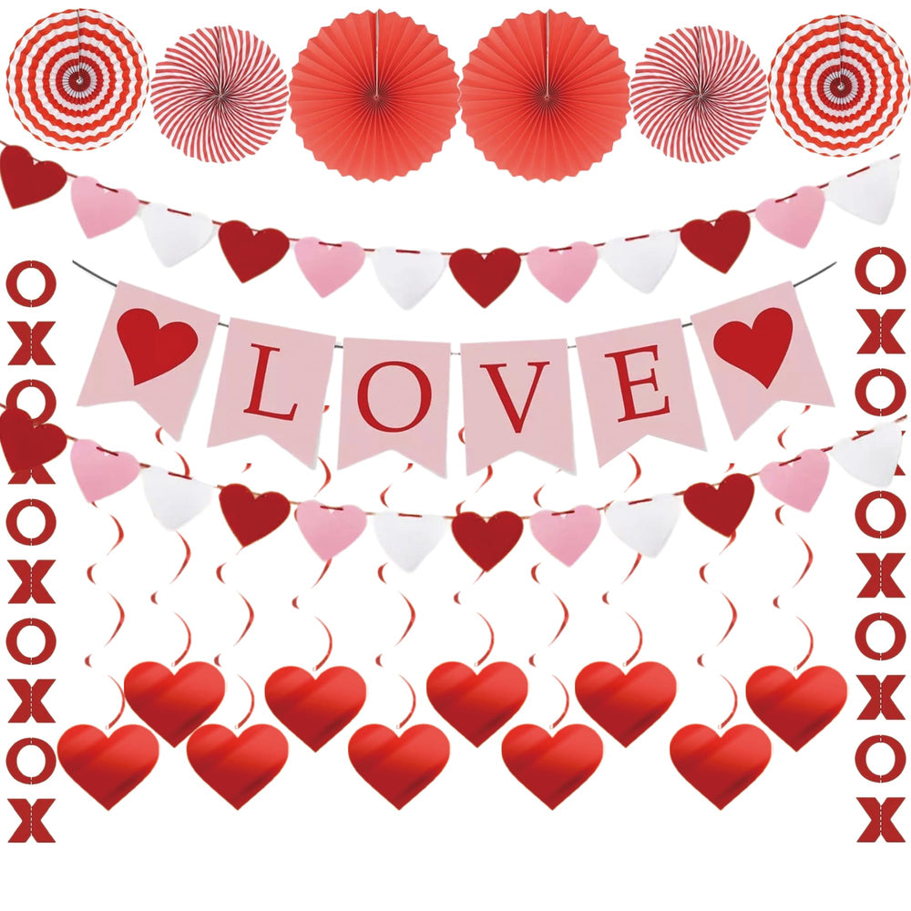 Ansoufien Valentine’s Love Banner decorates walls for a romantic backdrop.