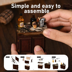 ANTREATU Dollhouse Mini Building Kit bar scene features handcrafted details