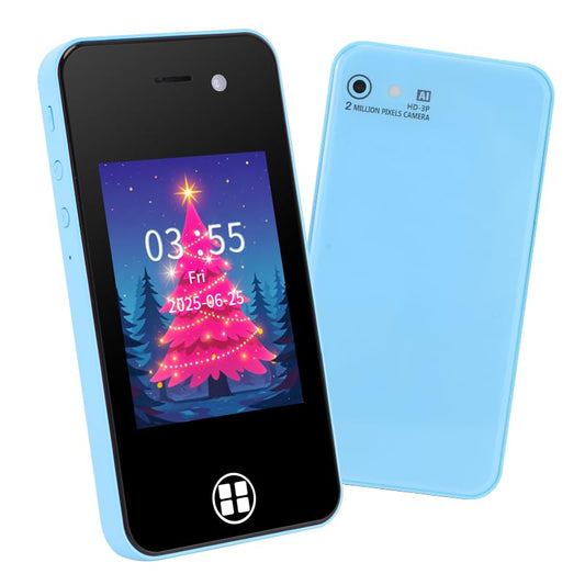 ANTUMKDS Kids Smart Phone blue front view shows a kid-friendly design for safe screen time