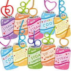 Anvianthor valentines straws set with 30 colorful straws for classroom exchanges and gifts