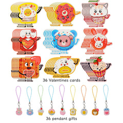 ANYIDEA valentines cards featuring animal designs with attachable pendants for backpacks.