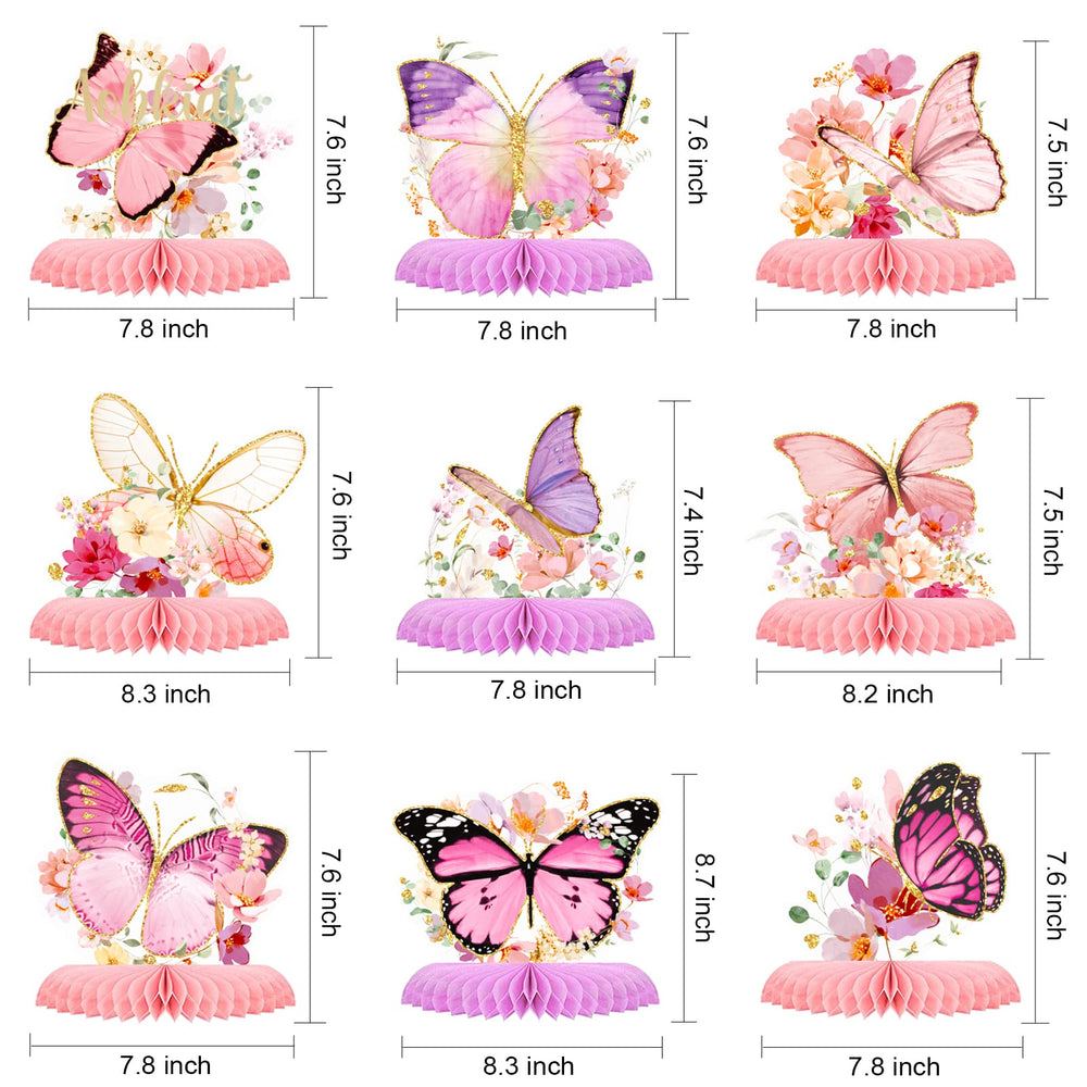 Aobkiat butterfly honeycomb centerpiece in petal pink elevates baby shower decor.