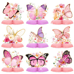Aobkiat butterfly honeycomb centerpiece in rose gold adds glitter to birthday tables.