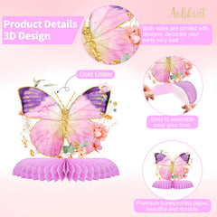 Aobkiat butterfly honeycomb centerpiece in sky blue complements garden party table styling.