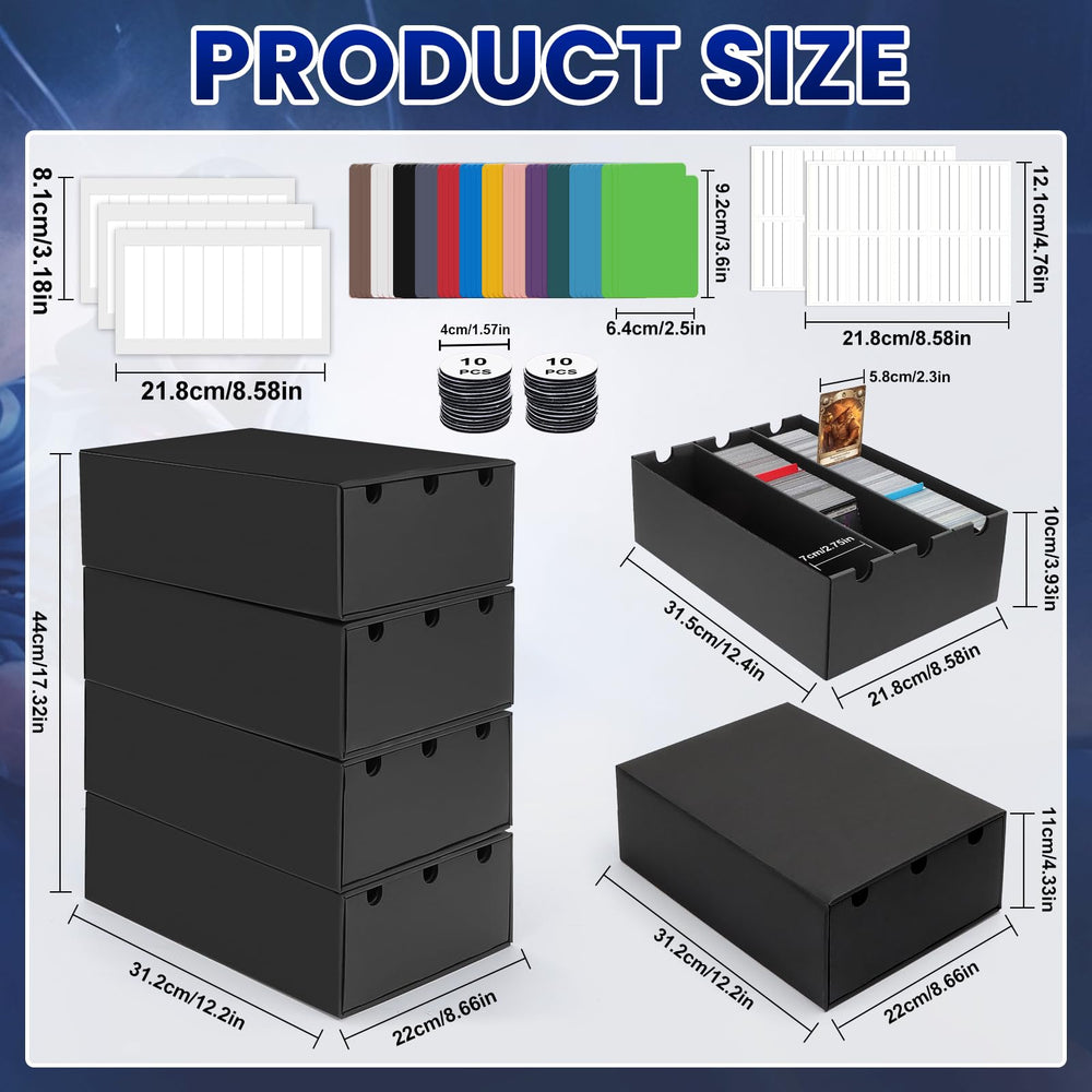 AOBOPLE trading card storage box side view showcases roomy compartments for bulk card storage.