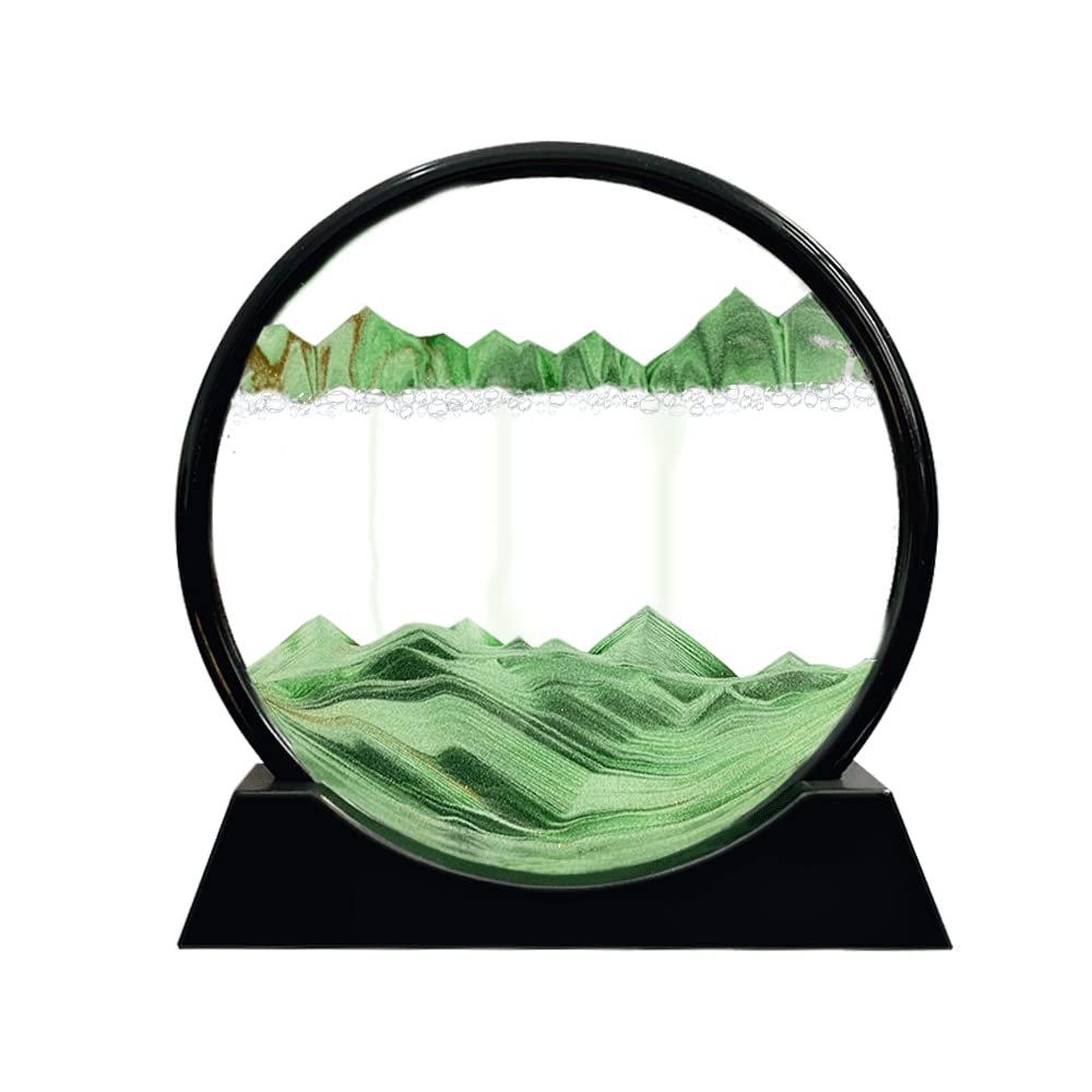 Aoderun moving sand art round glass, tranquil 3D sea scene for desk relaxation.