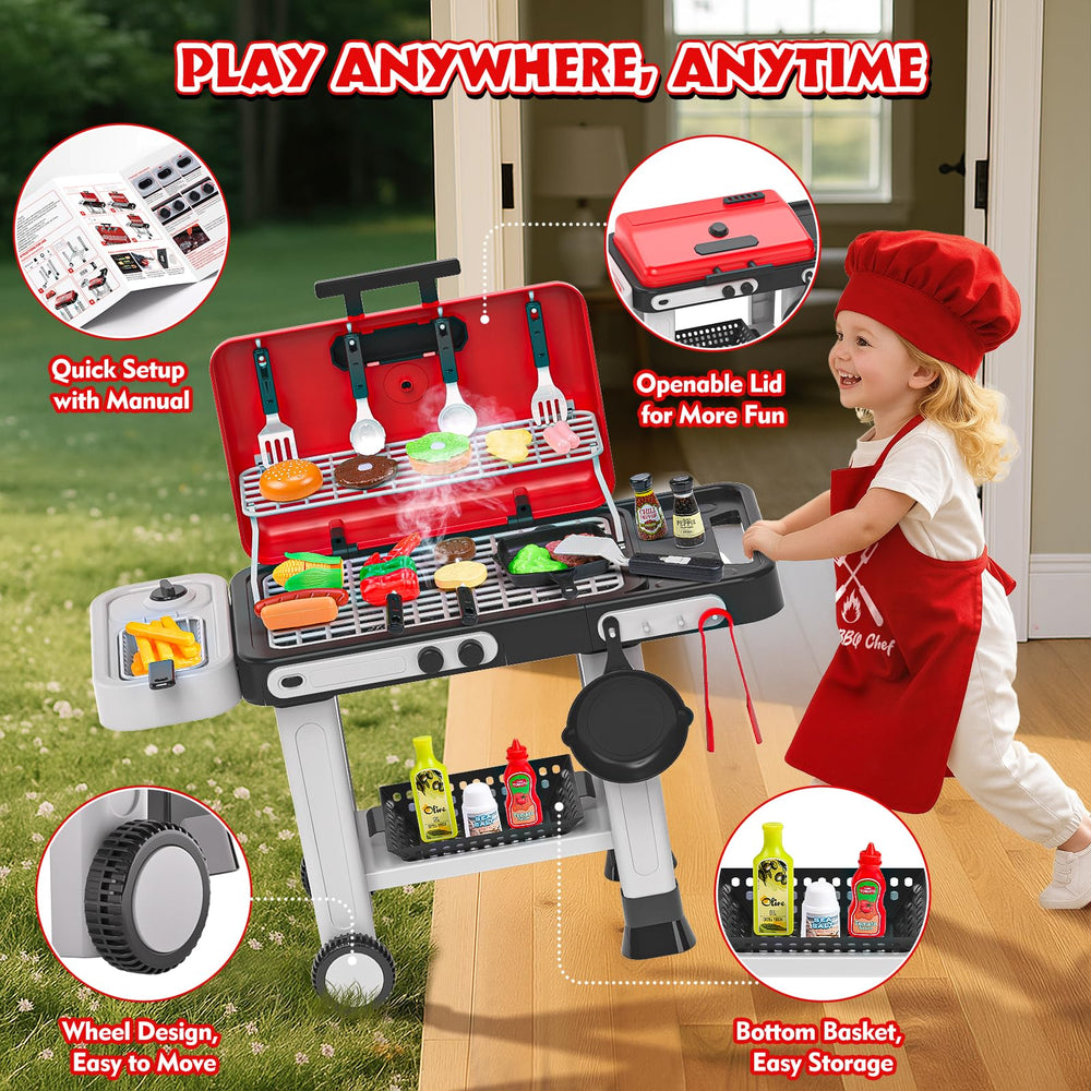 Aojieni storage basket and accessories organize play utensils neatly.