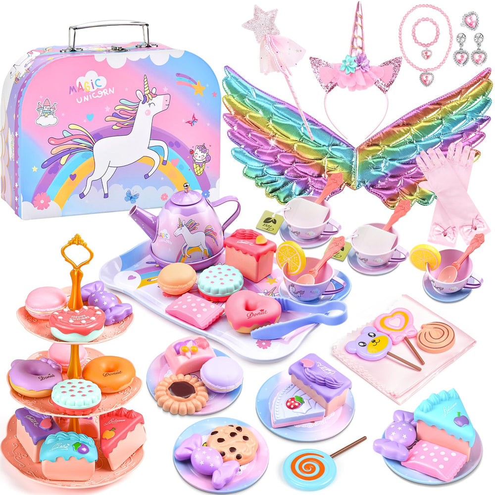 Aojieni Tea Party Set teapot and tray for imaginative pretend play