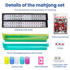 Aomercare blue carrying bag keeps the Mahjong set portable.