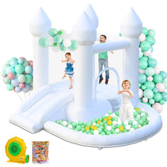 AONESY White Bounce House exterior view showing safe, durable play space for kids