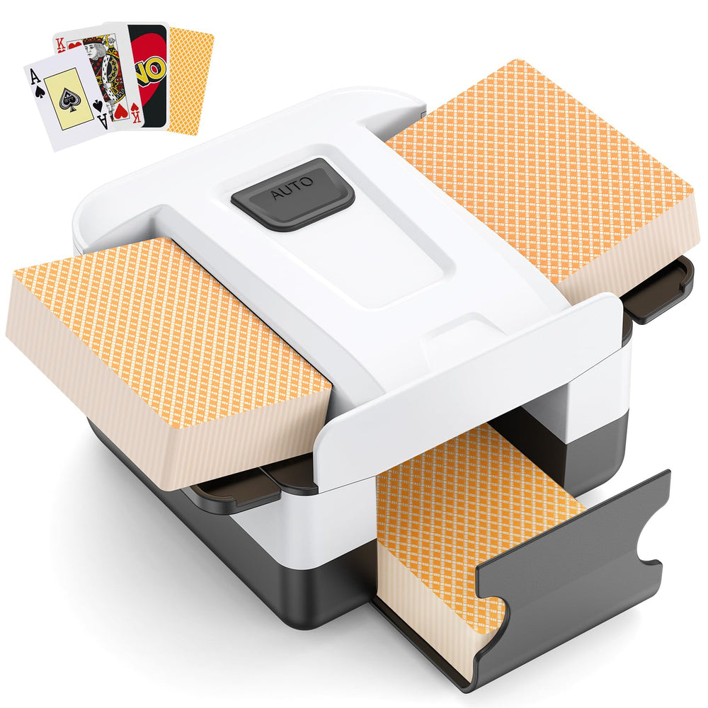 Aooello card shuffler front view showing compact design for home games