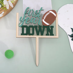 AOQURE wooden cake topper with sport theme used as a prop
