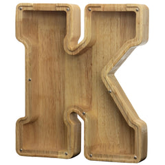 AORCMITN extra large wooden letter coin bank front view shows ample saving space.