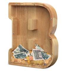 AORCMITN extra large wooden alphabet money bank with spacious capacity for coins.