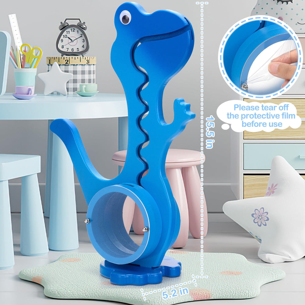AORCMITN wooden dinosaur piggy bank with clear belly to visualize savings