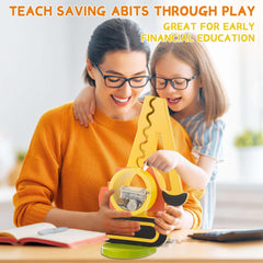 AORCMITN wooden excavator piggy bank with DIY stickers personalizes your child's savings