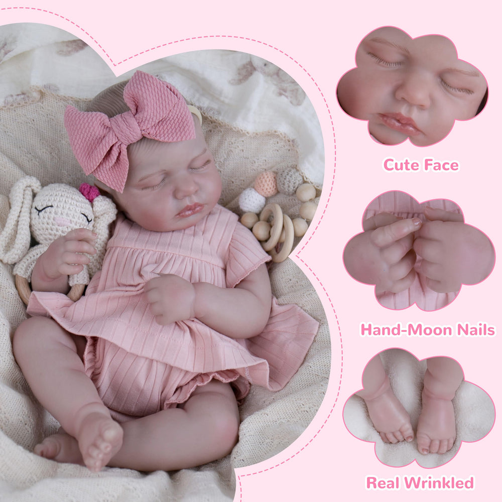 Aori 2.0 lifelike reborn doll hand painted features with rooted lashes