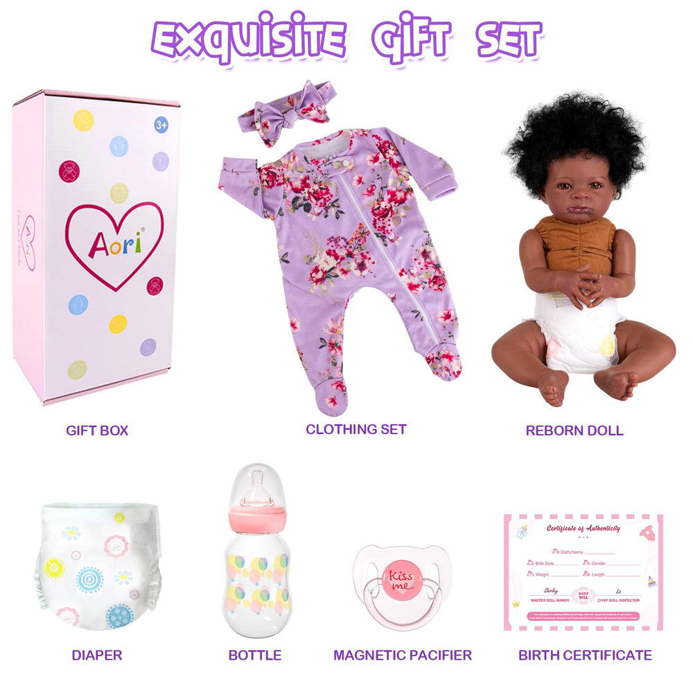 Aori Black Reborn Doll arrives ready for gifting and ongoing display or play.