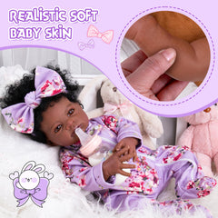 Aori Black Reborn Baby Doll weight gives natural posing and cuddling possibilities.