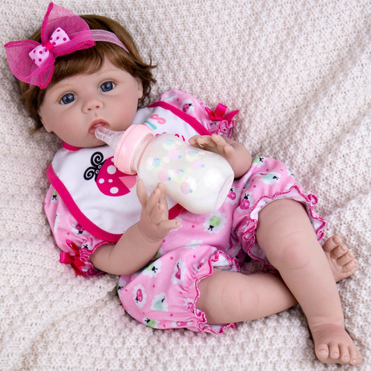 Aori 22-inch lifelike reborn doll with wig hair for immersive play.