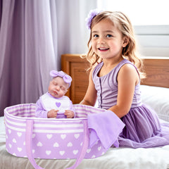 Aori purple jumpsuit enables quick, cute doll outfit changes.
