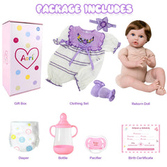 Aori Reborn 22-inch feeding set with bottle and pacifier supports nurturing play