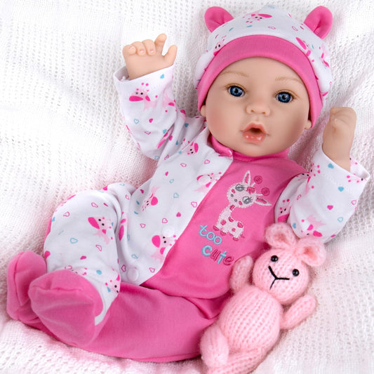 Aori Reborn doll girl 18-inch with pink feeding accessories for realistic cuddling
