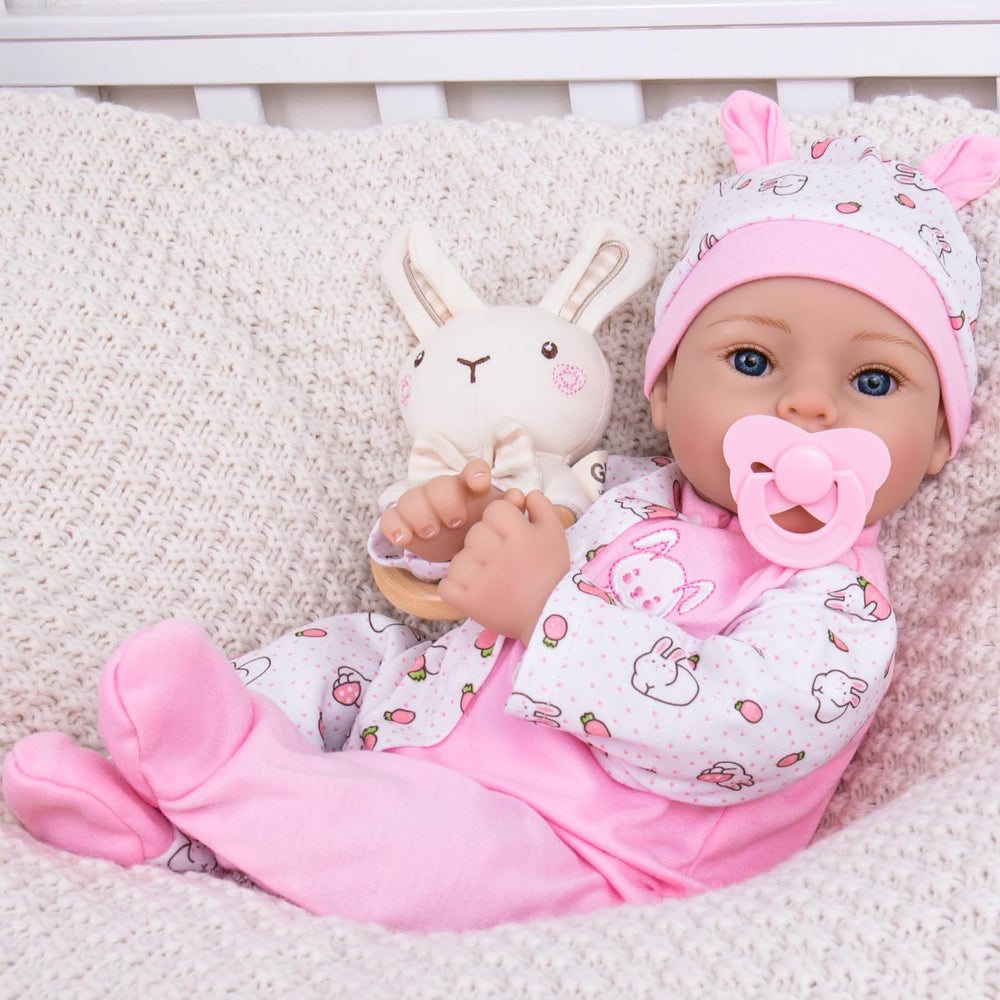 Aori reborn doll in pink outfit, ideal for nurturing pretend play.