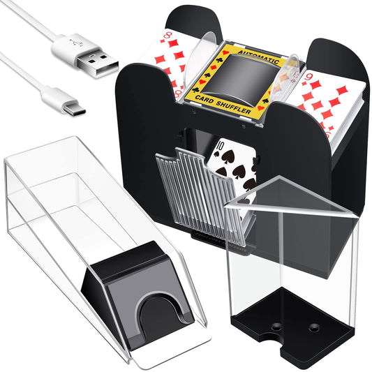Aoriher blackjack 6-deck auto shuffler viewed from above for quick, consistent shuffles during games.