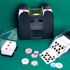 Aoriher card dealer setup showing cohesive blackjack tools.