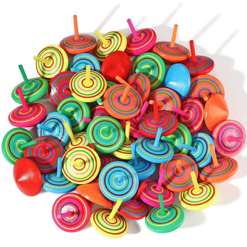 Aoriher colorful wooden spinning top, 24-piece set, ideal party favors and sensory play.
