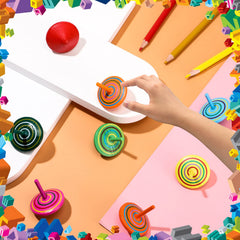 Aoriher education toy wood top fosters imagination and hand-eye coordination.