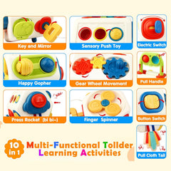 AotBlcer Busy Cube pushing bubbles promotes hand-eye coordination during play.