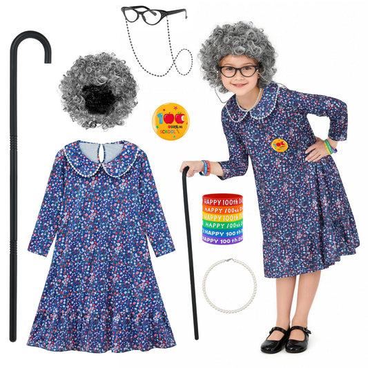 AOTHSO granny dress for kids, ideal for school parades and dress up