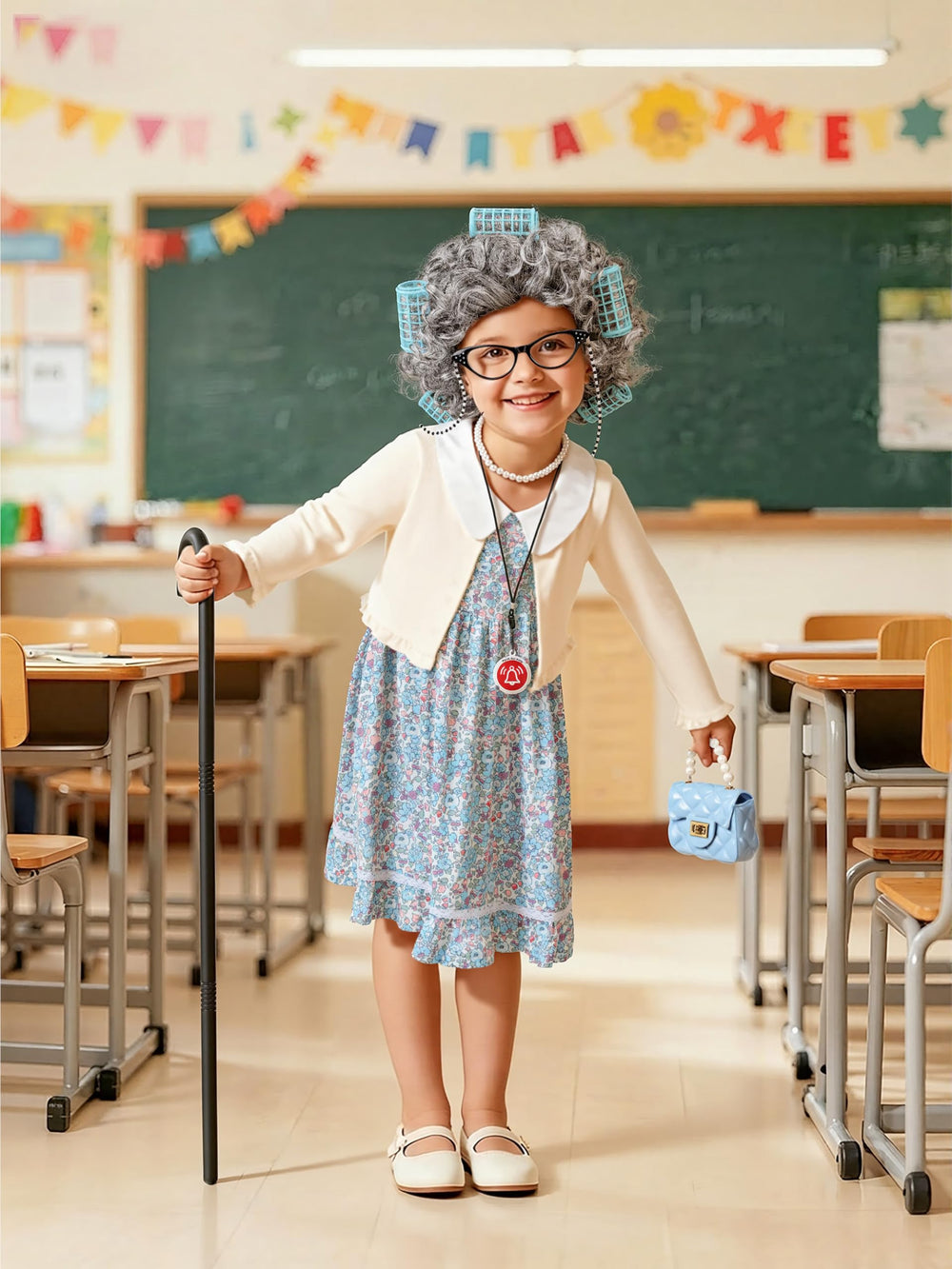 AOTHSO granny glasses with delicate frame for authentic detail.