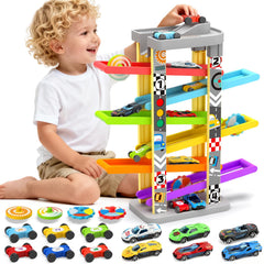 Aotipol Montessori car ramp kit with cars ready for imaginative play