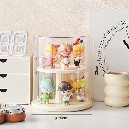 AOWIS transparent display box shows dolls with a clear 360-degree view for detailed viewing.