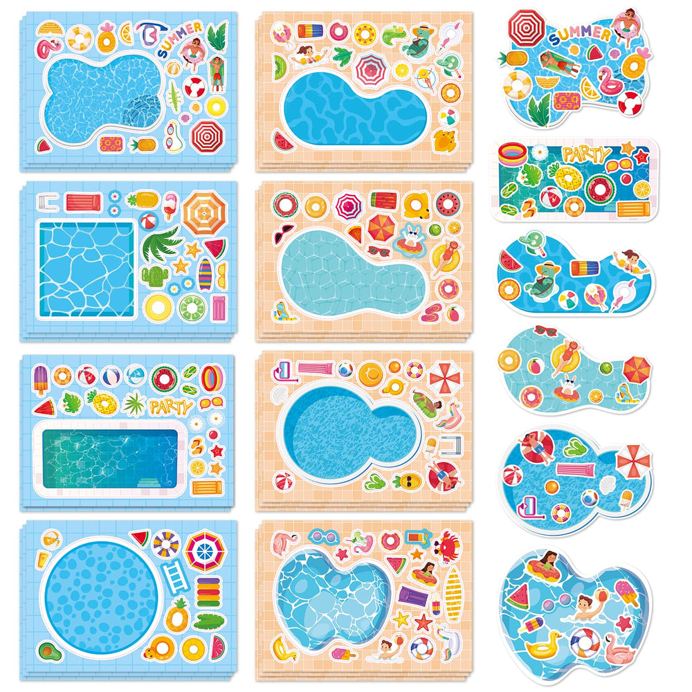 Aowplc pool sticker scenes on 32 sheets for creative, mess-free playtime.